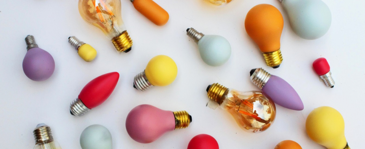 Image of colourful light bulbs
